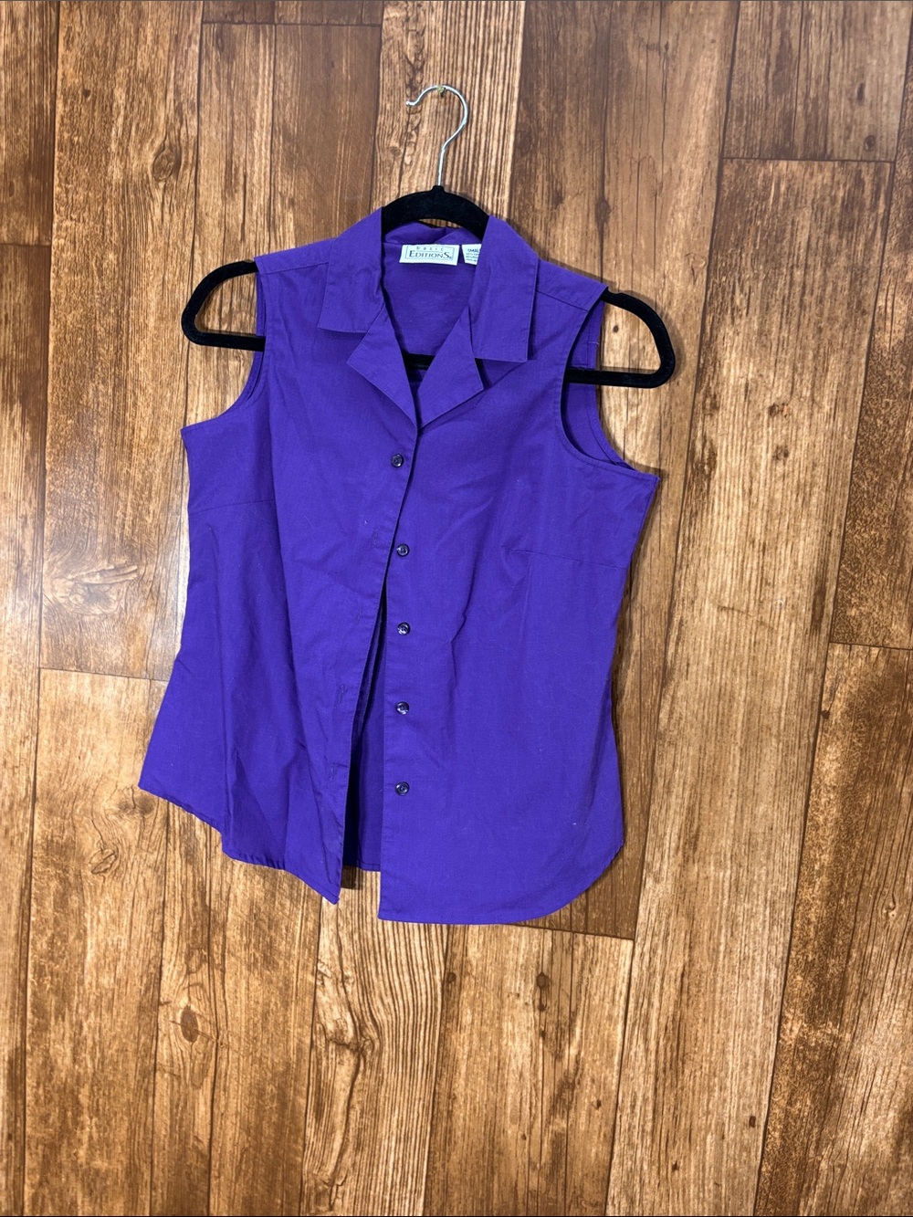 Basic Editions Sleeveless Button-Down Top in Purple
